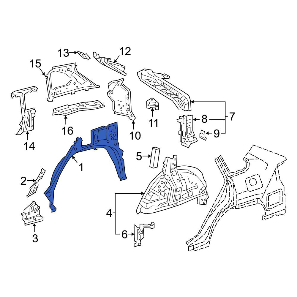 Toyota OE 6163242901 - Rear Left Outer Wheel Housing Side Panel