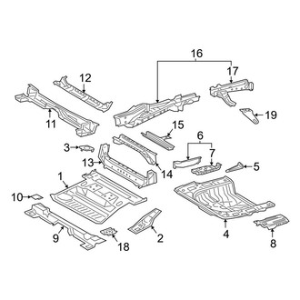 Toyota OE - Rear Body & Floor - Floor & Rails (Japan Built), (Hybrid LE / Hybrid Limited / Hybrid XLE / Hybrid XSE)