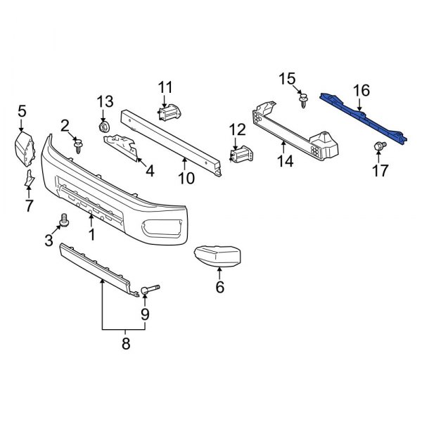 Toyota OE 5252135030 Front Bumper Cover Support Rail