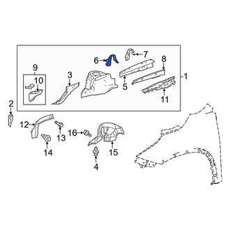 Toyota OE - Front Right Fender Rail Reinforcement Bracket