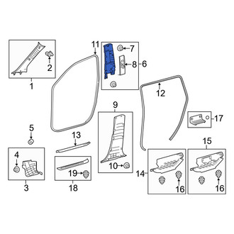 Toyota OE - Left Upper Door Pillar Post Trim Set