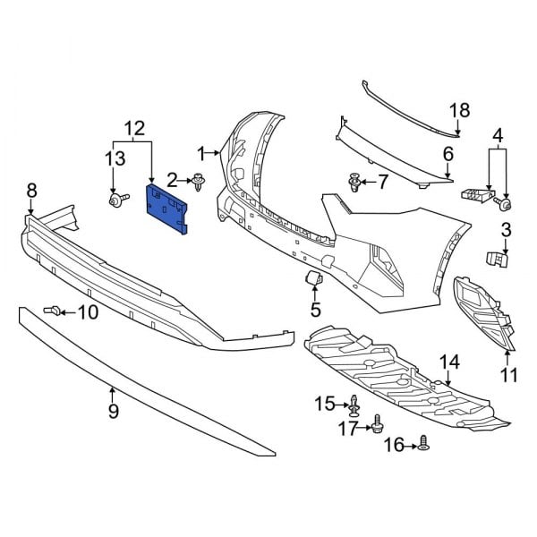 Front License Plate Bracket For 2014-2016 Toyota Highlander 521140E080 TO1068125