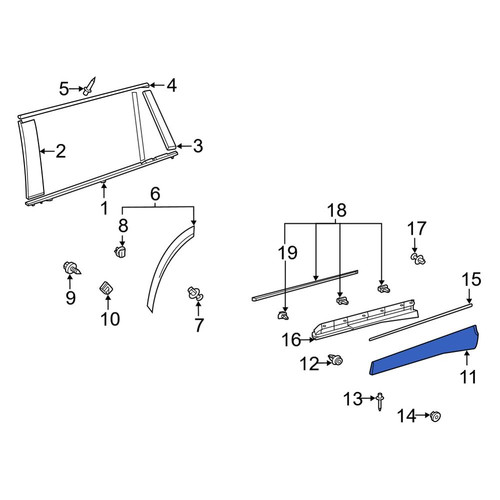 Toyota OE 757450E061 - Rear Right Inner Door Molding