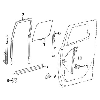 Toyota OE - Rear Door - Glass & Hardware (Limited / SR / SR5 / Trailhunter / TRD Off-Road / TRD Pro / TRD Sport Double Cab)