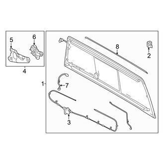Toyota OE - Back Glass - Glass & Hardware (With Power Sliding Window)