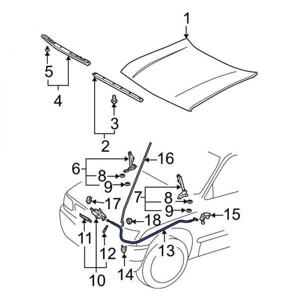 Toyota OE 5363004020 Front Hood Release Cable