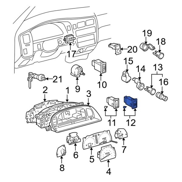 Toyota OE 8433204030 Hazard Warning Switch