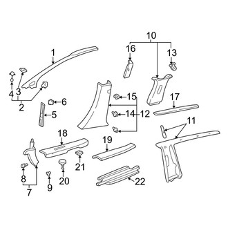 Toyota OE - Pillars, Rocker & Floor - Interior Trim (W/O Dual Doors), (CE / LE)