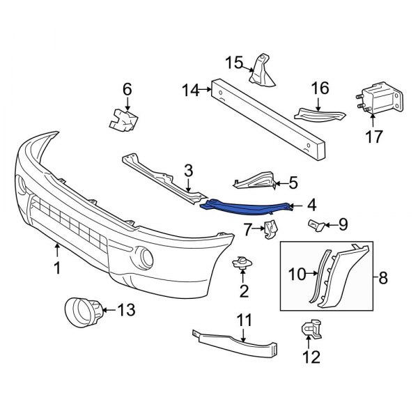 Bumper Cover Support Rail