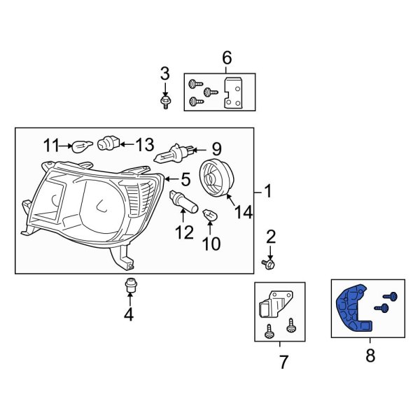 Toyota OE 8119704030 Right Lower Outer Headlight Restoration Kit