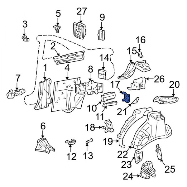 Quarter Panel Trim Panel Bracket