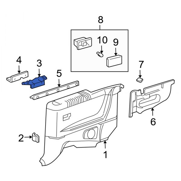 Quarter Panel Trim Panel Bracket