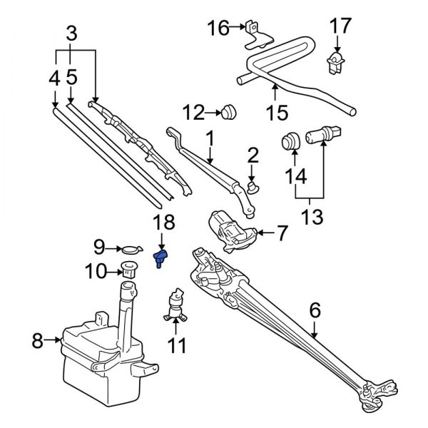Toyota OE 8538144010 Front Windshield Washer Nozzle