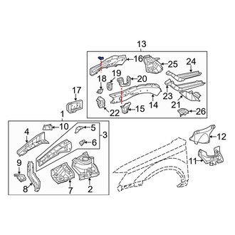 Toyota OE - Front Right Lower Fender Rail
