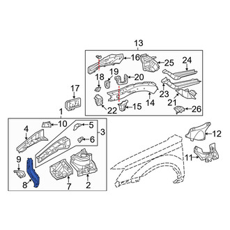 Toyota OE - Front Left Fender Apron Extension