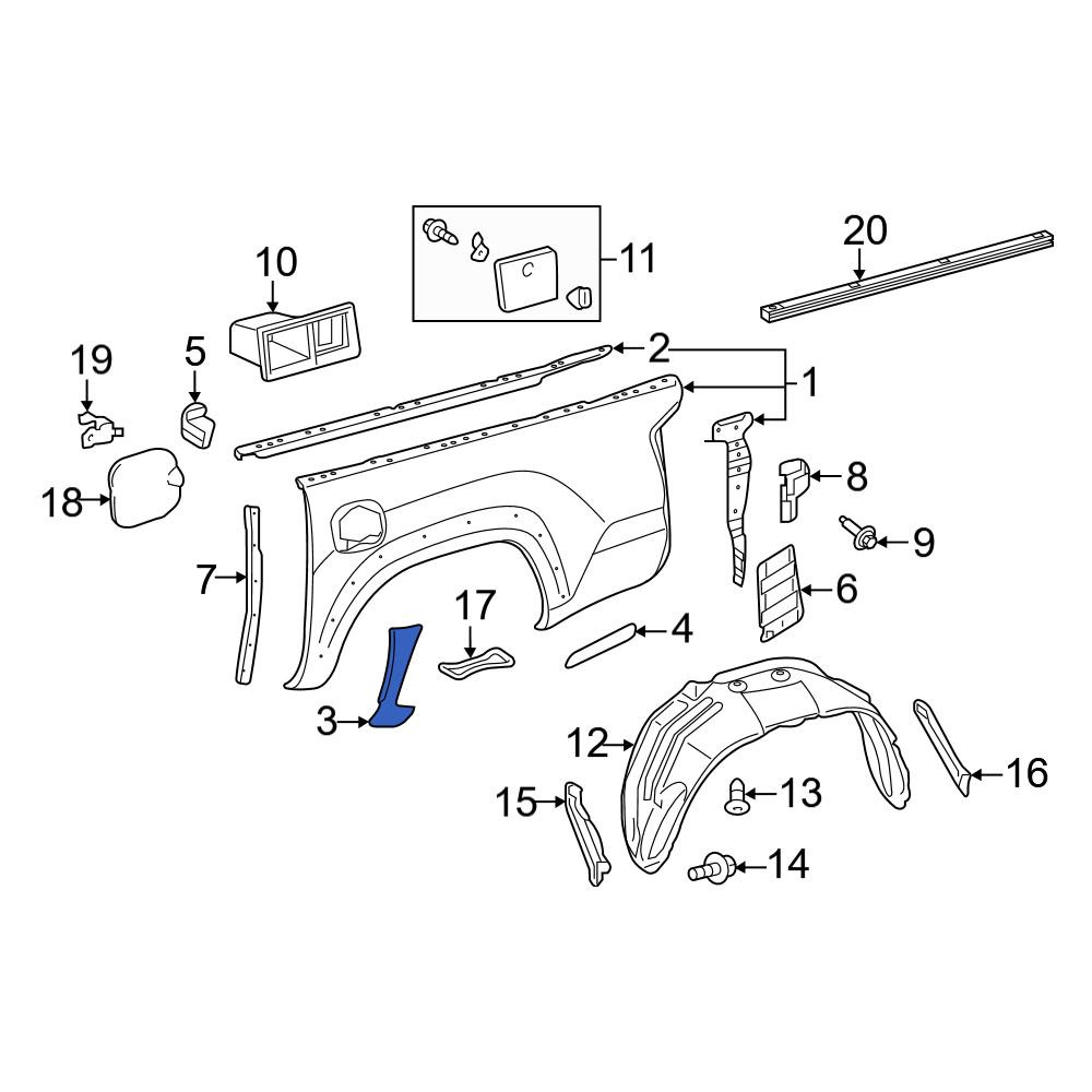 Toyota OE 7692604040 - Rear Left Forward Side Body Trim Protector