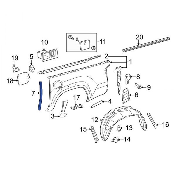 Toyota OE 5717704011 Front Truck Bed Panel Seal