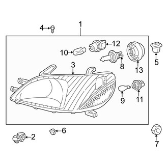 Toyota OE - Front Lamps - Headlamp Components