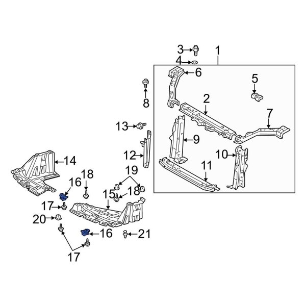 Radiator Support Splash Shield Nut