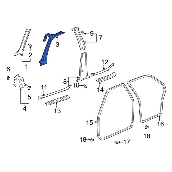 Body A-Pillar Trim Panel Spacer