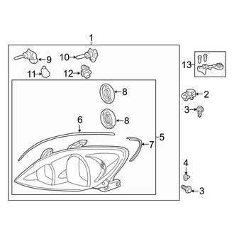Toyota OE - Front Lamps - Headlamp Components