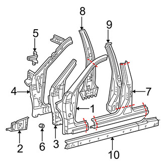 Toyota OE - Pillars, Rocker & Floor - Center Pillar & Rocker (USA Built)