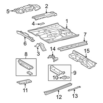 Toyota OE - Pillars, Rocker & Floor - Floor & Rails (USA Built), (CE / LE / SE / XLE)