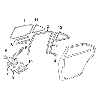 Toyota OE - Rear Door - Glass & Hardware (Japan Built), (2.5L / 3.5L)
