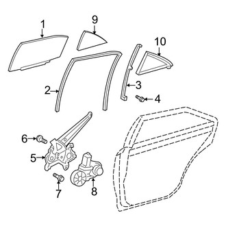 Toyota OE - Rear Door - Glass & Hardware (USA Built), (2.5L / 3.5L)