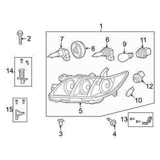 Toyota OE - Front Lamps - Headlamp Components (USA Built), (Hybrid)
