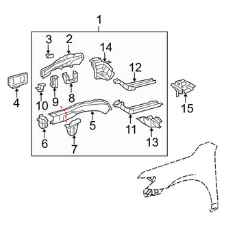 Toyota OE - Fender - Structural Components & Rails (Rail Assembly & Components, USA Built), (2.4L)