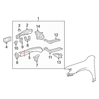 Toyota OE - Fender - Structural Components & Rails (Lower Rail Components), (FULL HYBRID EV-GAS (FHEV))