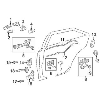Toyota OE - Rear Door - Lock & Hardware (LE / SE / Special Edition / XLE / XSE)