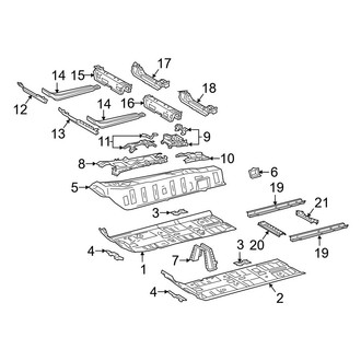 Toyota OE - Pillars, Rocker & Floor - Floor & Rails (USA Built), (L / LE / SE / XLE / XSE)