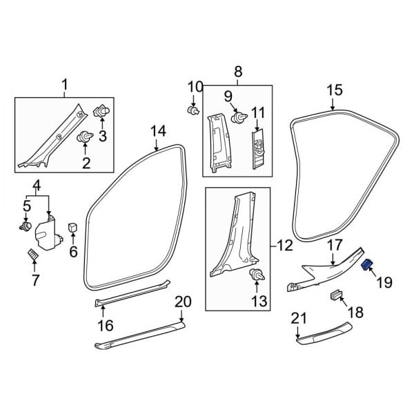 Toyota OE 6256733040 Rear Door Sill Plate Clamp