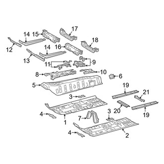 Toyota OE - Pillars, Rocker & Floor - Floor & Rails (Japan Built), (L / LE / SE / XLE / XSE)