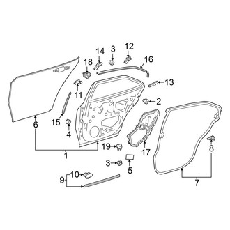 Toyota OE - Rear Door - Door & Components (USA Built), (L / LE / SE / XLE / XSE)