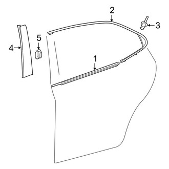 Toyota OE - Rear Door - Exterior Trim (Japan Built), (L / LE / SE / XLE / XSE)