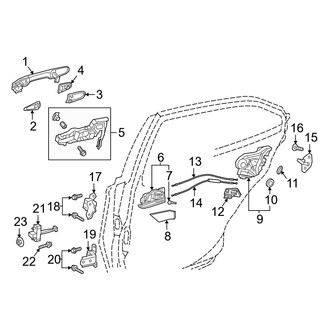 Toyota OE - Rear Door - Lock & Hardware (Japan Built), (L / LE / SE / XLE / XSE)