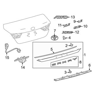 Toyota OE - Trunk Lid - Exterior Trim (USA Built), (L / LE / SE / XLE / XSE)