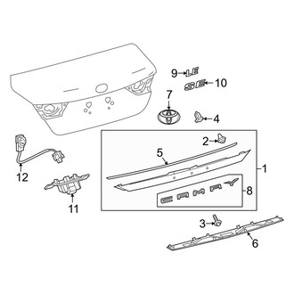 Toyota OE - Trunk Lid - Exterior Trim (Japan Built), (L / LE / SE / XLE / XSE)