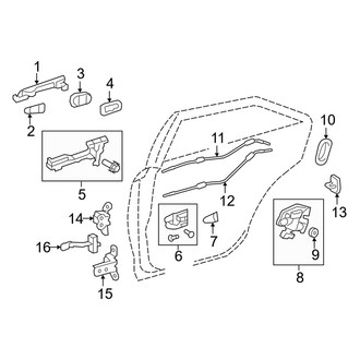 Toyota OE - Rear Door - Lock & Hardware (Hybrid LE / Hybrid SE / Hybrid XLE)