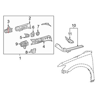Toyota OE - Fender - Structural Components & Rails (Lower Rail & Components), (FULL HYBRID EV-GAS (FHEV))