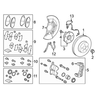 Toyota OE - Front Suspension - Brake Components (Hybrid LE / Hybrid SE / Hybrid XLE)