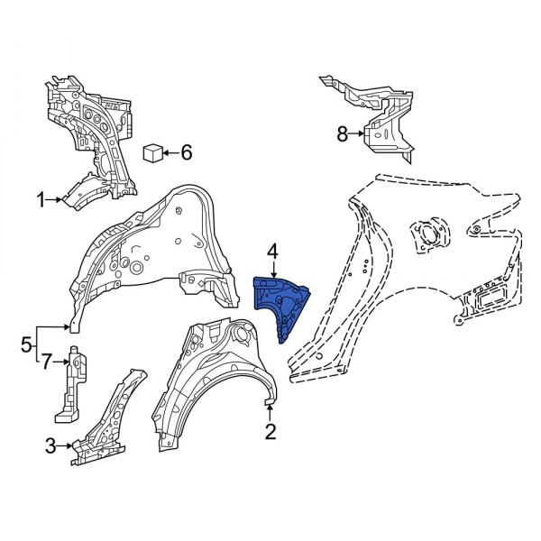 Toyota OE 6173606160 - Rear Left Quarter Panel Extension