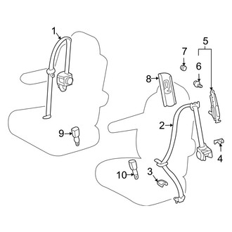 Toyota OE - Restraint Systems - Rear Seat Belts (7 Passenger Vehicle, 2nd Row Seat)