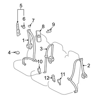 Toyota OE - Restraint Systems - Rear Seat Belts (8 Passenger Vehicle, 2nd Row Seat)