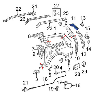 Toyota OE - Rear Left Upper Quarter Panel Gutter