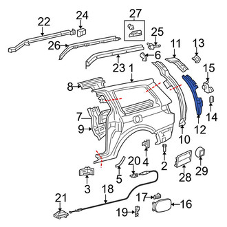 Toyota OE - Rear Left Lower Quarter Panel Gutter