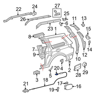 Toyota OE - Rear Fuel Filler Door Lock Actuator Clip